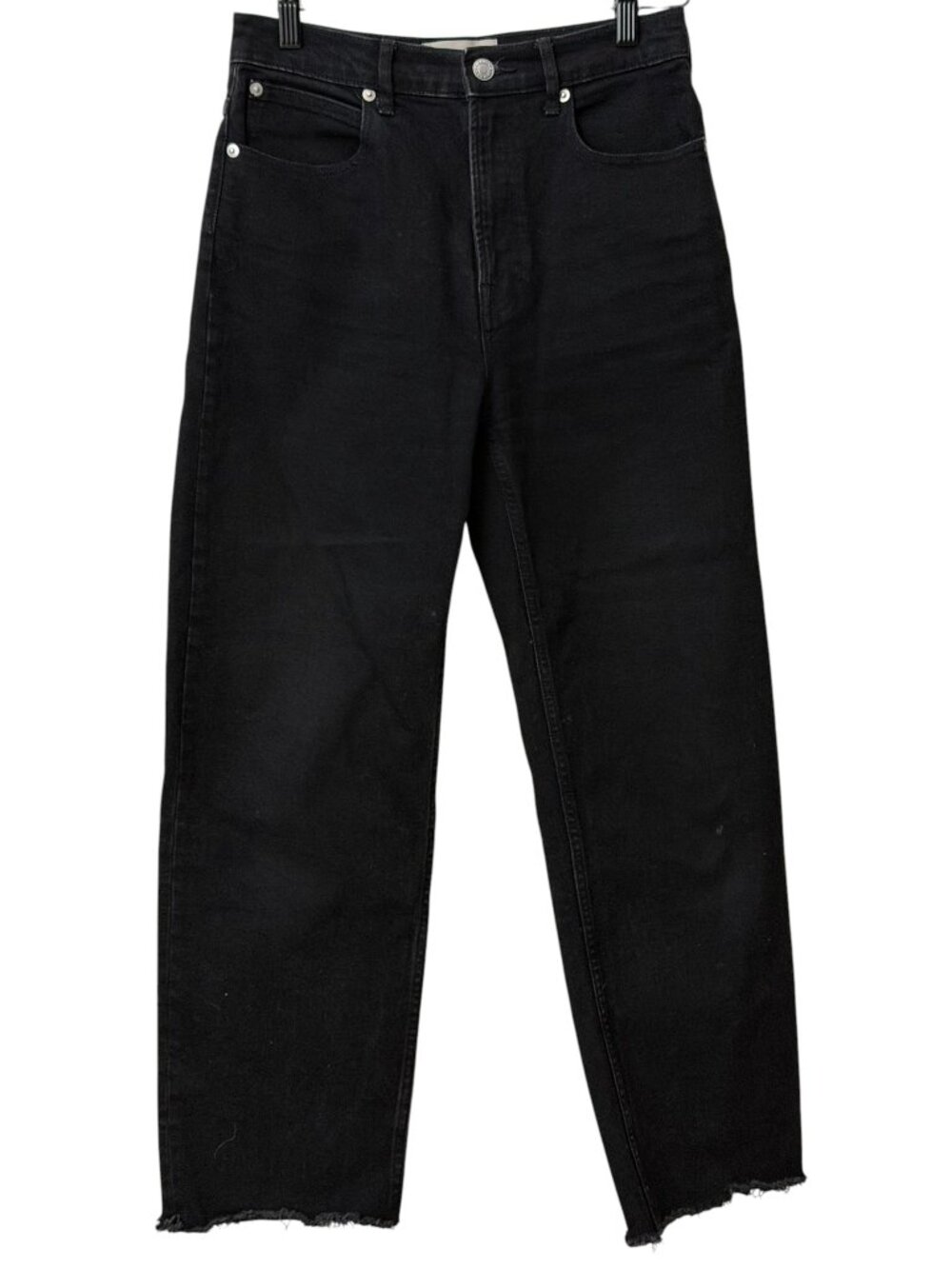 Everlane The Way High Jean High Rise Raw Hem Stretch Organic Cotton Black 26 Reg